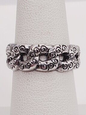 925 Sterling Silver Swirl Link Design Band Ring - Women Jewelry